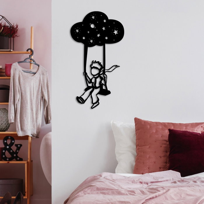 Wallity The Little Prince 6 Escultura de Pared en Metal Negro